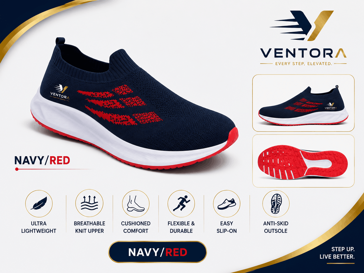 Step In To Comfort Navy-Red